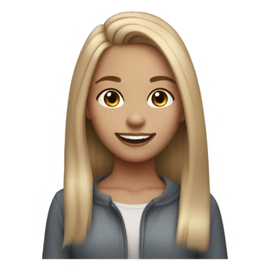 Girl with straight dirty blonde hair with light blonde highlights with makeup smiling and long hair sticker