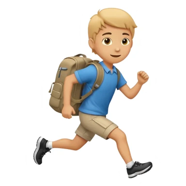 An emoji of a running schoolboy with a backpack, in a simplified, vector-like style similar to common emojis. Focus on clear silhouette and dynamic pose. sticker