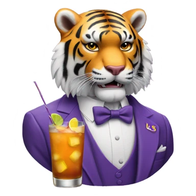 LSU Mike the Tiger with whiskey cocktail  sticker