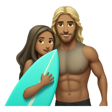strong surfer dude with long hair in love with a muslim girl sticker