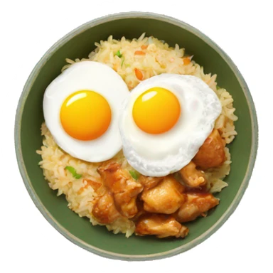 chicken thigh rice bowl with two eggs sticker