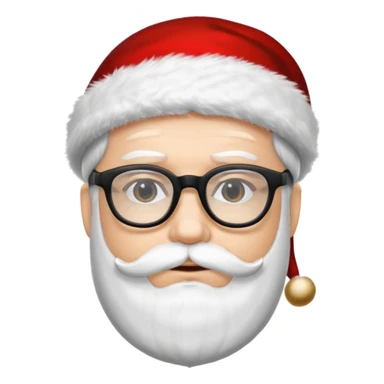 Sexy hipster Santa man with black hair white with black glasses  sticker