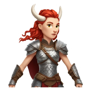  White Viking red head pale skin beautiful dragon  queen with a Viking solder with a gray man bun built white solder on a dragon  sticker
