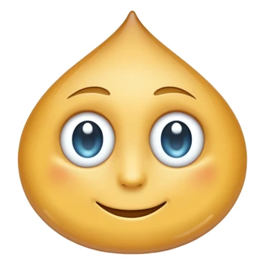 One eye on the left droplet; the right eye is absent but subtly hinted (indentation, ripple, or reflection). Clean emoji style, soft lighting, simple shapes, white/transparent background, high-resolution, friendly. sticker