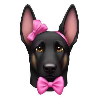 all black german shepherd with pink bow on its head sticker