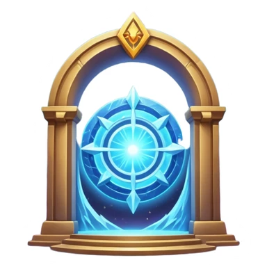 universe gate object icon, gigantic cosmic portal doorway, swirling galaxy energy inside, glowing starry aura, mystical space runes, fantasy sci-fi style, 3D cartoon, mobile game icon style, centered, clean background, no text, no watermark sticker