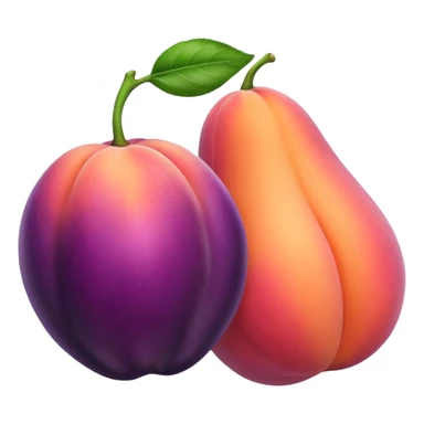 Peach with eggplant between sticker