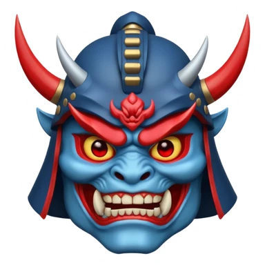 blue oni with samurai helmet face sticker