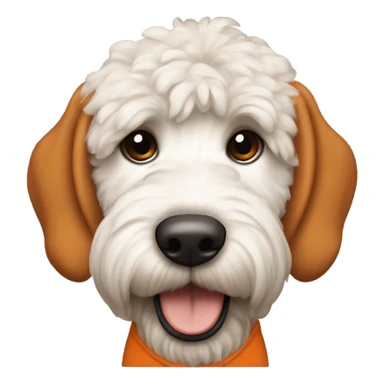White Goldendoodle as a Cleveland Brown Football player sticker