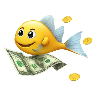 flying money with fish sticker