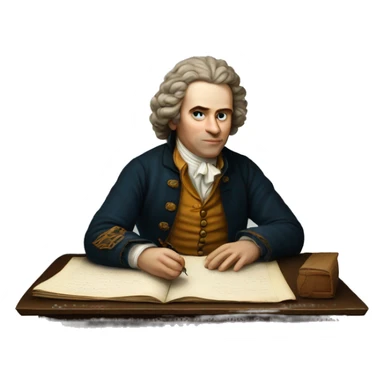 white man writer on table 18 century sticker