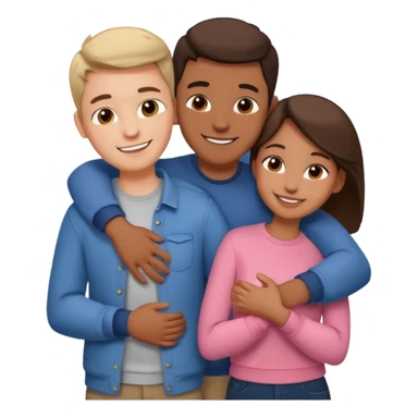 three people: two guys, one girl

they're in love, they're dressed, they hug sticker