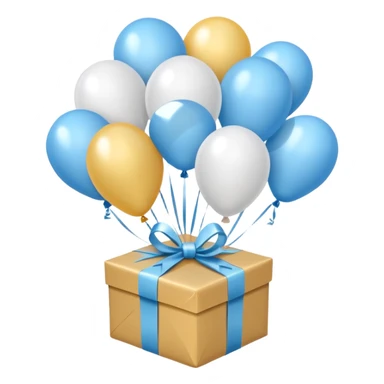 Please make light blue and white balloons too, make several and tie them to a gift, the gifts with the most balloons, make the light blue and white balloons sticker