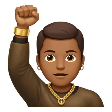 2 fists in the air one below on top like i got like hella money meme sticker