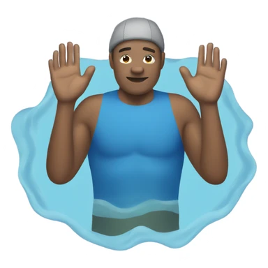 Man swimming in the water with hands sticker