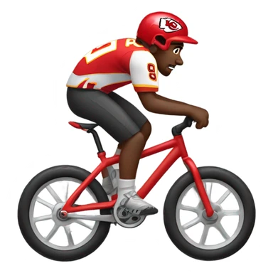 White boy in chiefs gear riding black mountain bike sticker