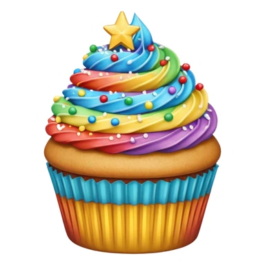 Rainbow starry cupcake sticker