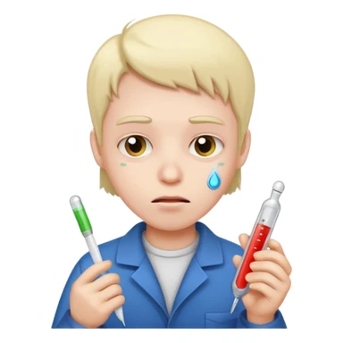 Very sick with thermometer sticker