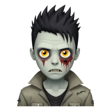 zombie boy with spikey hair black color and make him handsome zombie sticker