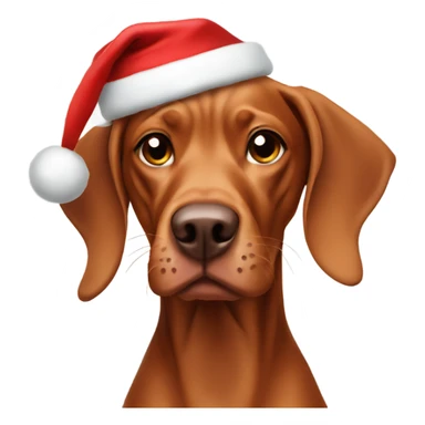 Vizsla Dog wearing christmas hat sticker
