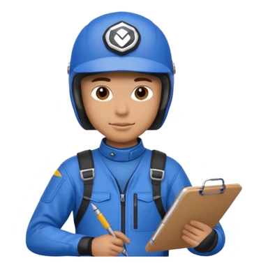 dirtbike rider in blue gear with clipboard sticker