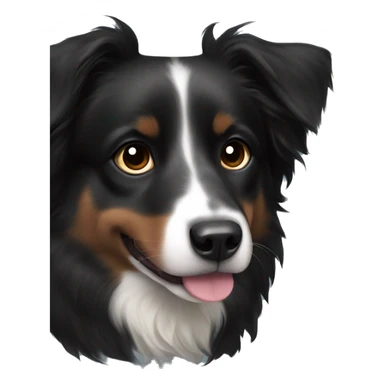 Small black australian shepherd dog moon sticker