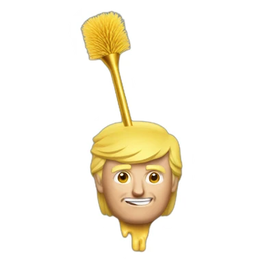 Trump with a golden toilet brush in his hand sticker