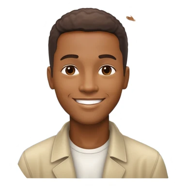 smiling black man with big teeth, standard male haircut, oval face, with Christ the Redeemer statue in the background, Rio de Janeiro, no glasses sticker