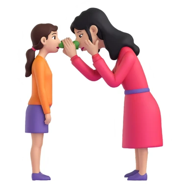 woman bowing on a giant nose sticker