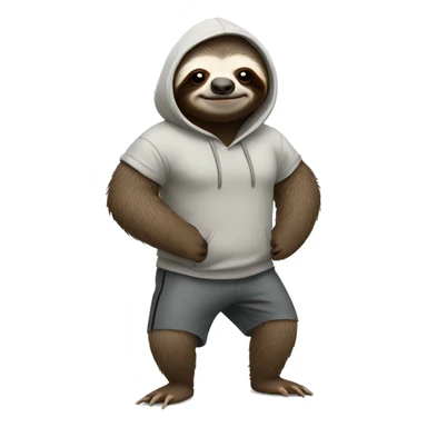 Sloth wearing a hoodie while working out sticker