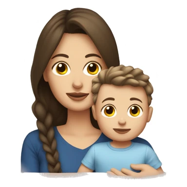 White Brunette mom with baby boy sticker