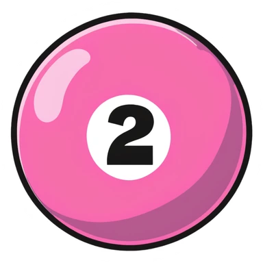 pink billiard ball with the number 23 inside a white circle sticker