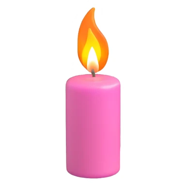 A pink candle with a flame on it, viewed from 10 degrees from above. sticker