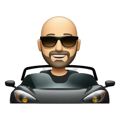good looking bald man with a beard and sunglasses driving a sports car sticker