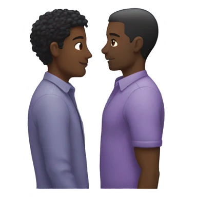 Two men kissing, one of the white with lavender hair and the other person is black with black hair  sticker