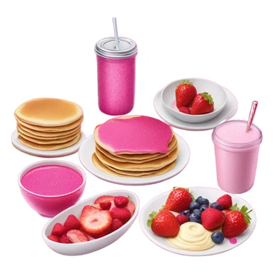 Hot pink breakfast with glitter  sticker