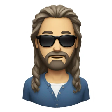 A man with long hair and Beard with sunglass angry sticker