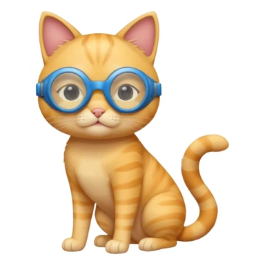 cute yellow lazy cat with full body with blue goggles and no clothes sticker