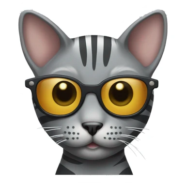 Skinny gray cat with stripes and sunglasses  sticker