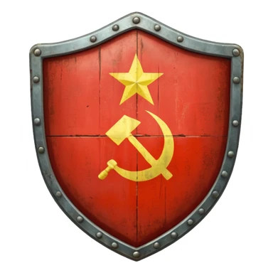 generate a realistic shield with the USSR flag sticker