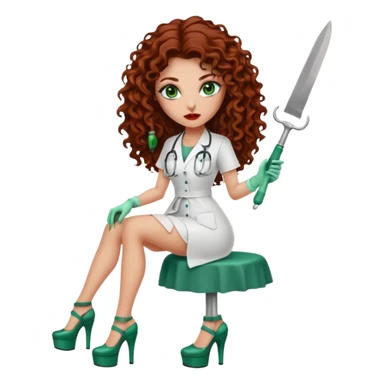 Sensual Spanish Lilith core evil surgeon. Surgeon has green eyes brown long curly hair with 7 inch platform heels.she is a cereal killer sticker