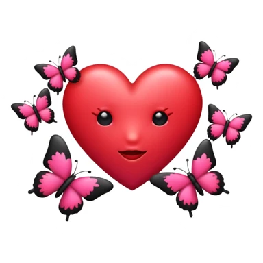 Really cool heart emoji for my sick girlfriend that’s mainly  red & black. With just tiny hot pink butterflies on it.  sticker