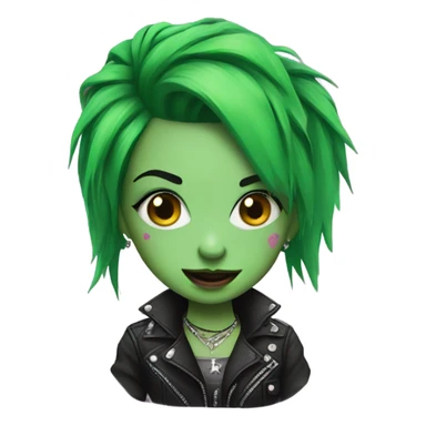 punk girl with piercings and green hair sticker