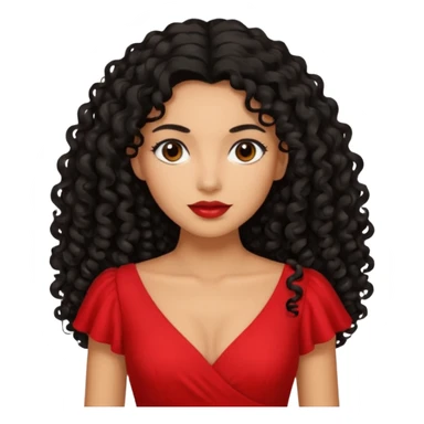 Mujer morena pelo negro rizado largo sticker