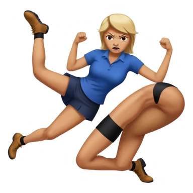 woman kicking donald trump between his legs sticker