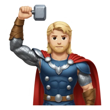 The hero Thor proudly holds justice in his raised hand. sticker