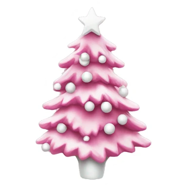 Pink Christmas tree with white ornaments sticker