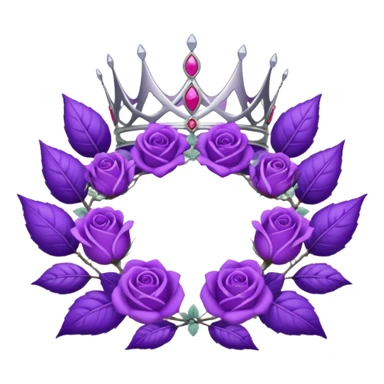 Purple rose with silver tiara and a purple emblem leaf wreath sticker