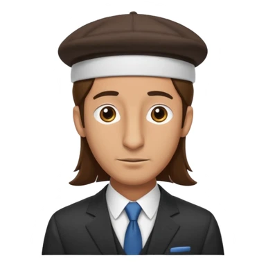 Man with a long nose wearing a suit and kippah, he has long brown hair sticker