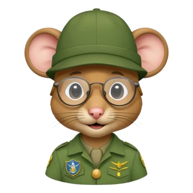 humaniod mice with a scout hat with glasses green uniform sticker